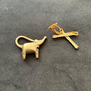 Antique Elephant Brass Padlock With Keys  Collectible Decor